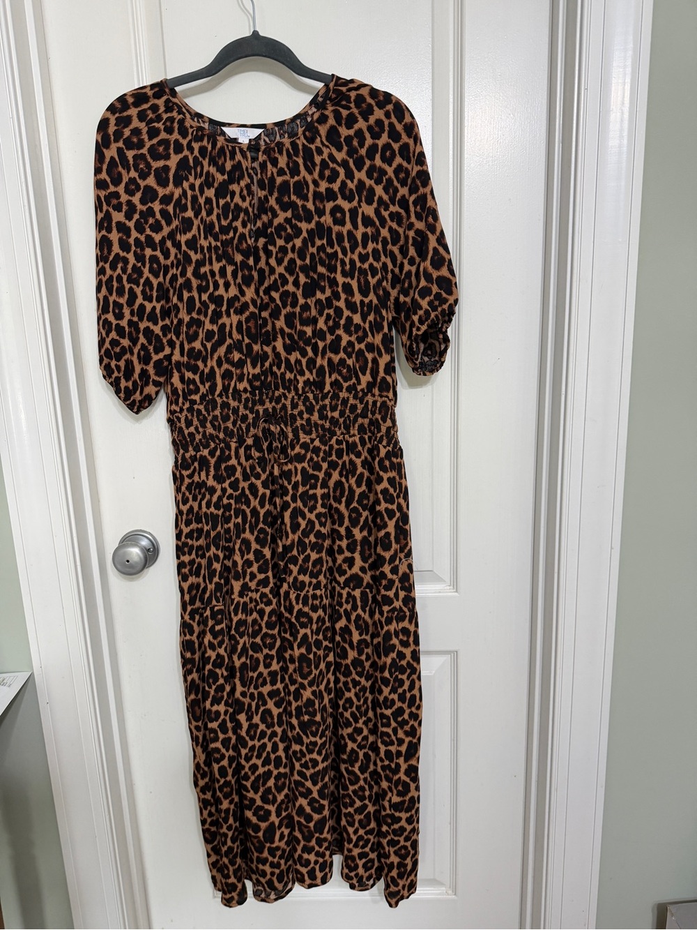 Time and Tru Leopard-Print Midi Dress in Brown and Black